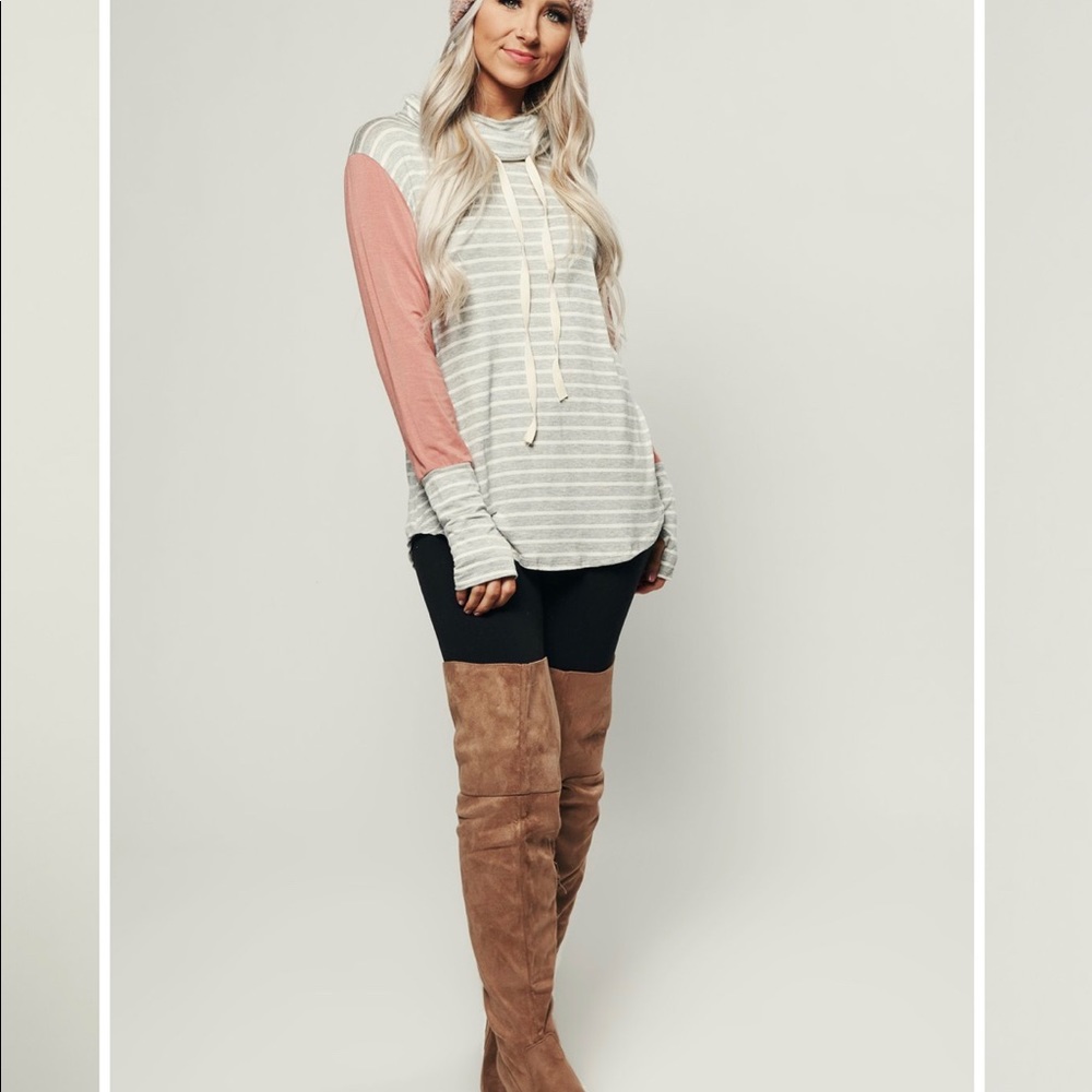 NanaMacs Saving Time Striped Top (Grey)